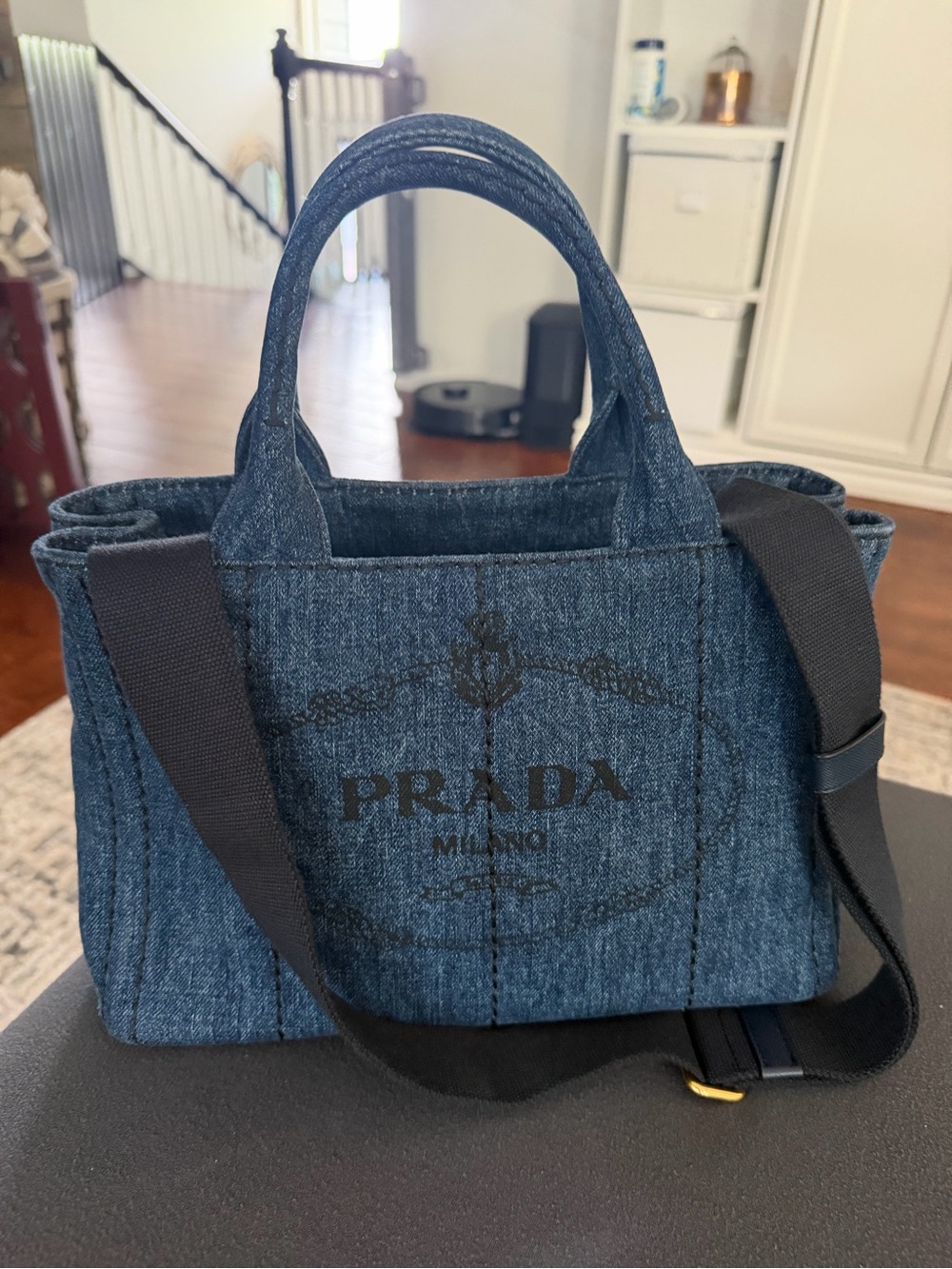 Prada Denim Blue Canvas Tote